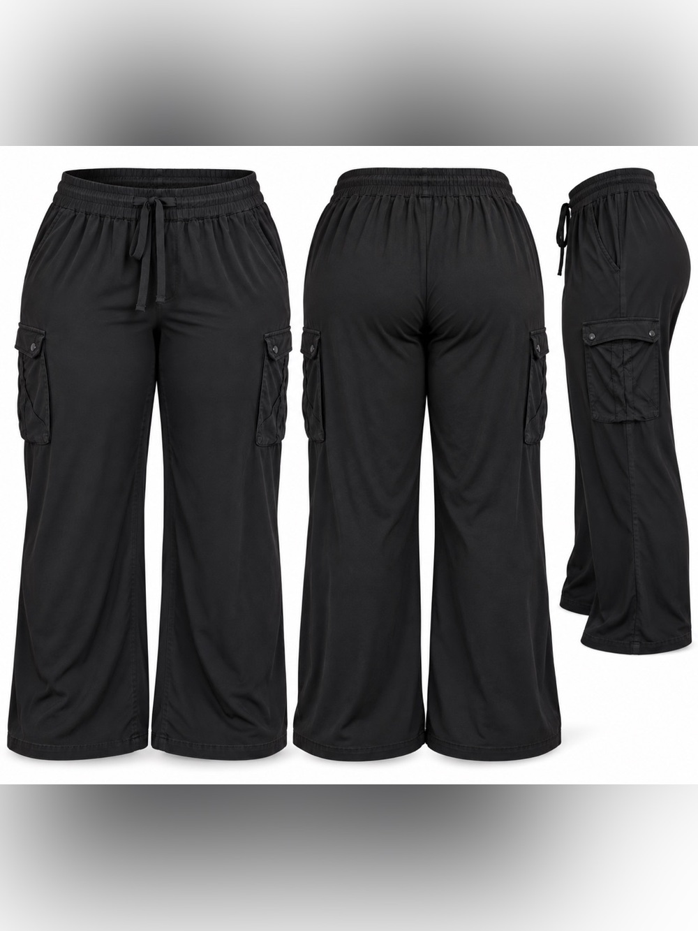 torrid Black Wide-Leg Cargo Pull-On Pants